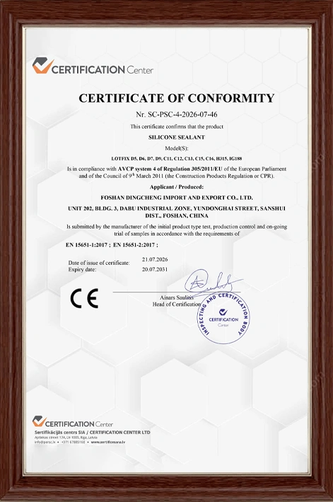 CE Certificate EN 15651